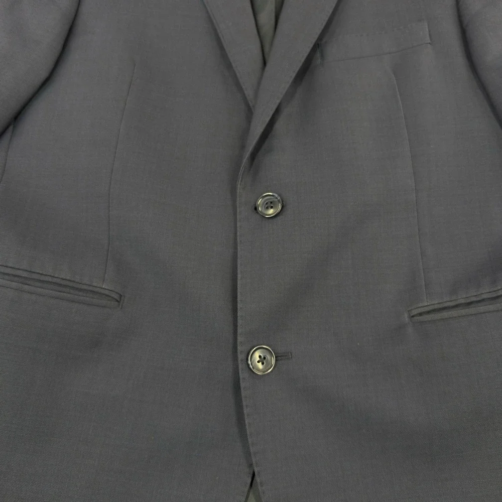 Saks Fifth Avenue Mens 40S Trim Fit 100% Wool Suit Jacket Navy Blue Blazer 40C